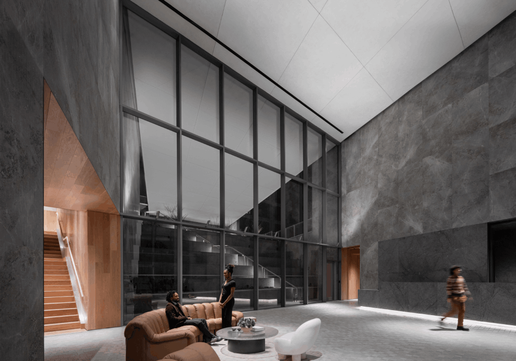 Sleek modern building lobby